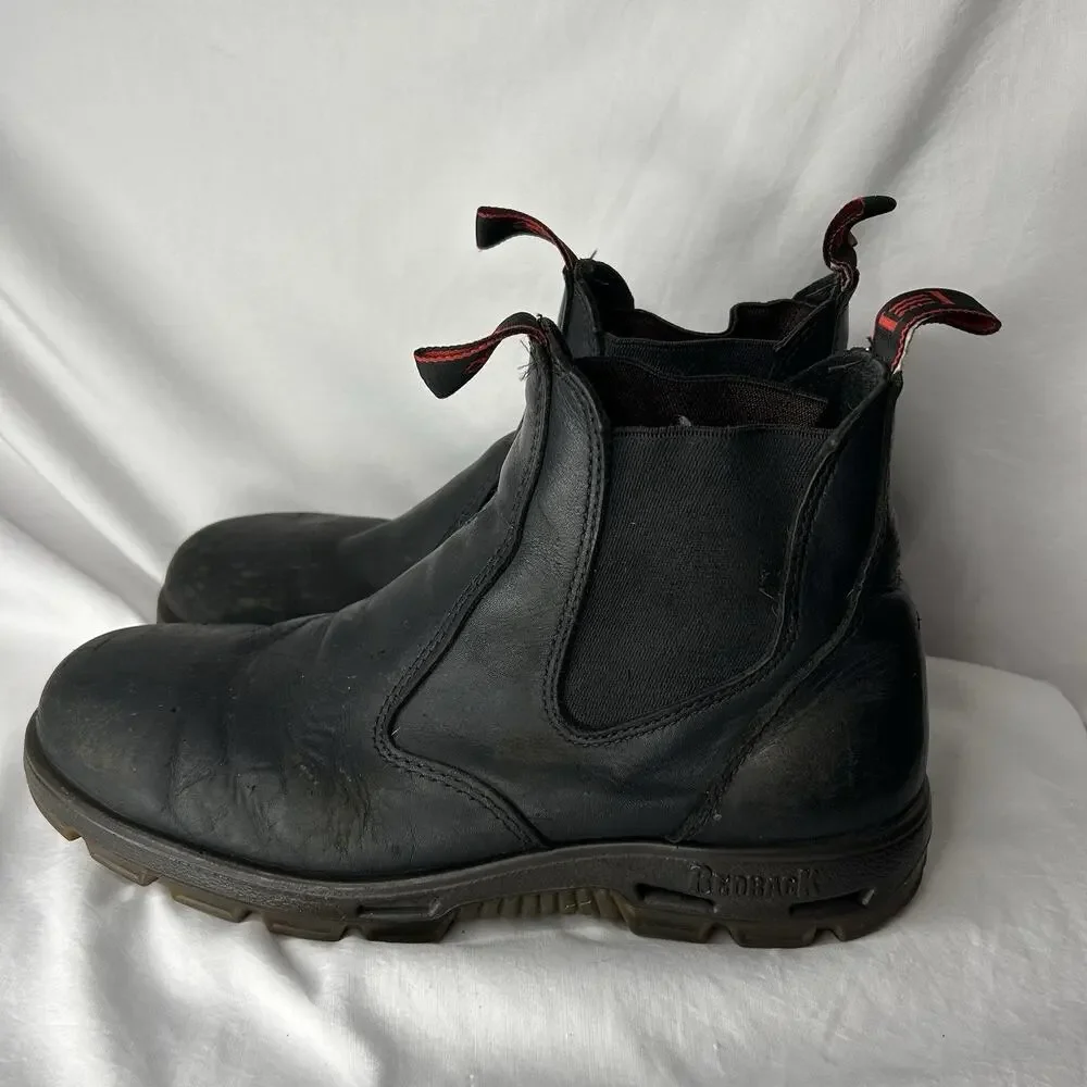 Redback Boots Soft Toe UK Size 11.5 (US 12.5) Black Pull On Distress *Blemishes